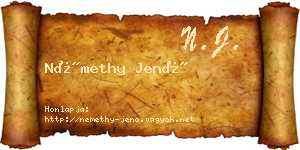Némethy Jenő névjegykártya